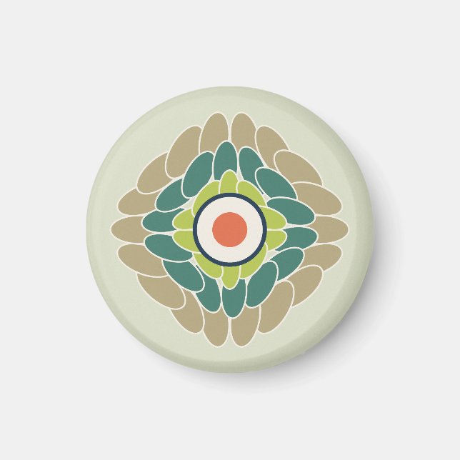 Grafische grüne Blattrosette in Wasabi und Khaki Magnet (Framsidan)