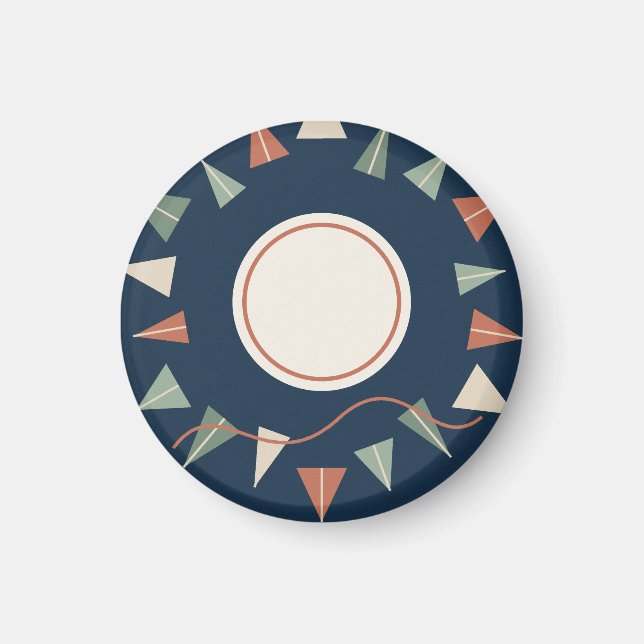 Grafischer Papiergarten in Navy und Salbei Magnet (Framsidan)