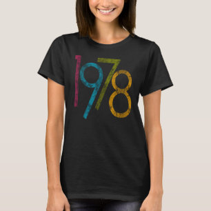 Grafisk 1978 40th födelsedag för färgrik vintag tee shirt