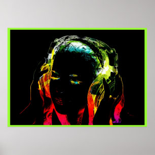 grafisk affisch för neondj-flicka
