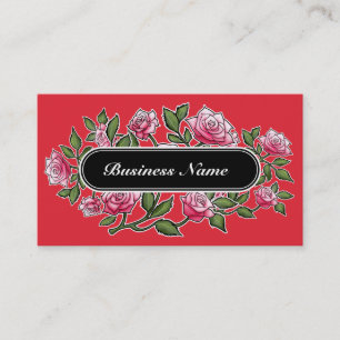 Grafisk AlizarinCrimson kvadrerar blommigt Visitkort