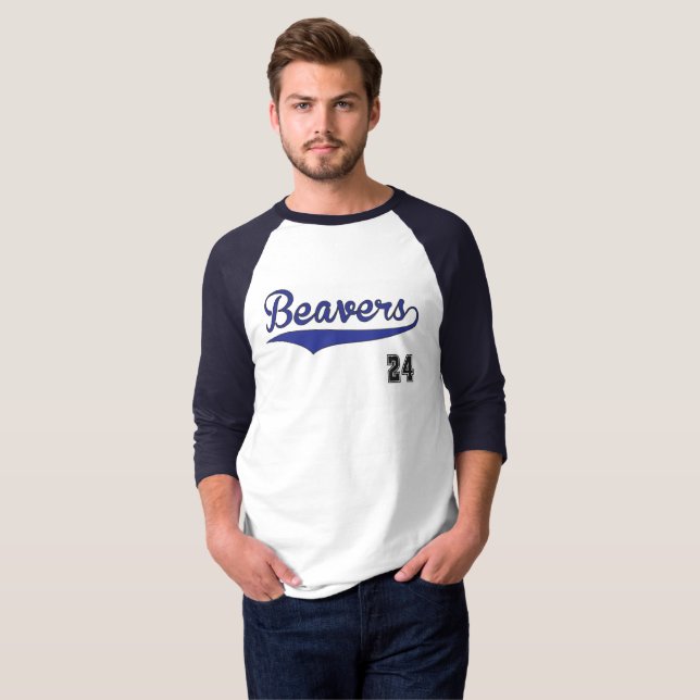 Grafisk bäverbaseball tee (Hel framsida)