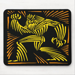 Grafisk Bigfoot Mousepad träsnitt - gult & orange Musmatta
