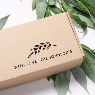 Grafisk bladgren med kärleks familjenamn självfärgande stämpel