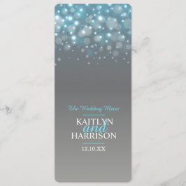 Grafisk bubbla gråblå bröllopsmiddagsmeny meny