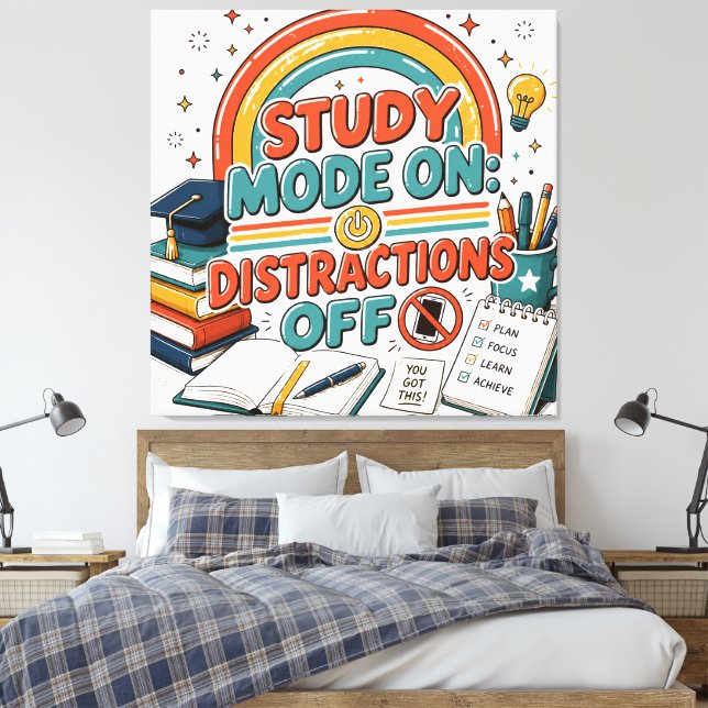 Grafisk collegepresent för återkomst till skolan,  canvastryck (Insitu (sovrum))