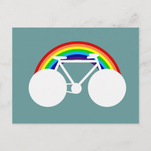 grafisk cykel och regnbåge vykort