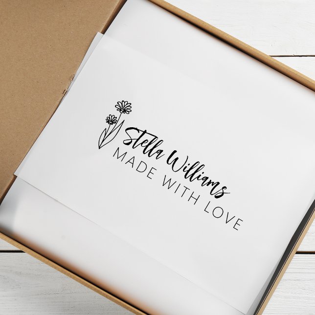 Grafisk Daisy-skrift gjord med kärlek Stämpel (Graphic Daisy Script Made With Love Rubber Stamp)