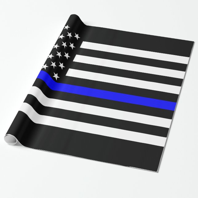 Grafisk dekor för tunn blålinjenamerikanska presentpapper (Utrullad)