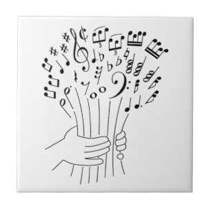 Grafisk design: blommor av musik noter - kakelplatta