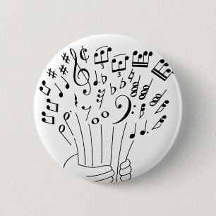 Grafisk design: blommor av musik noter - knapp