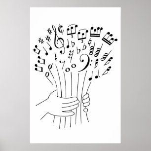 Grafisk design: blommor av musik noter - poster