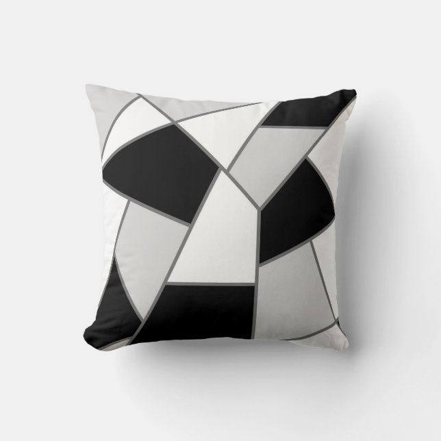 grafisk design, svartvit, svart grått vitt kudde (Framsida)