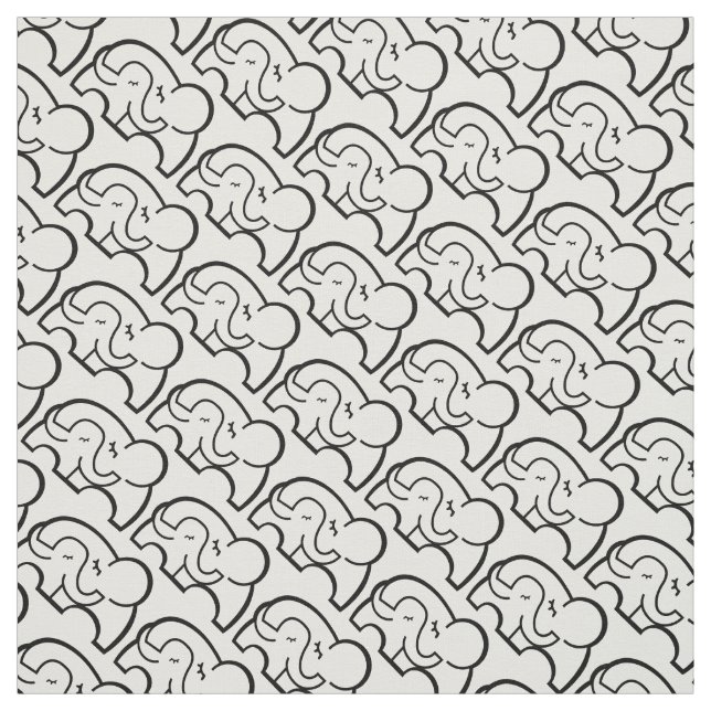 Grafisk elefantkram mono mönster tyg (Provkarta)