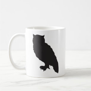 Grafisk elegant vektor för ugglasvartsilhouette kaffemugg