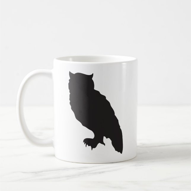 Grafisk elegant vektor för ugglasvartsilhouette kaffemugg (Vänster)