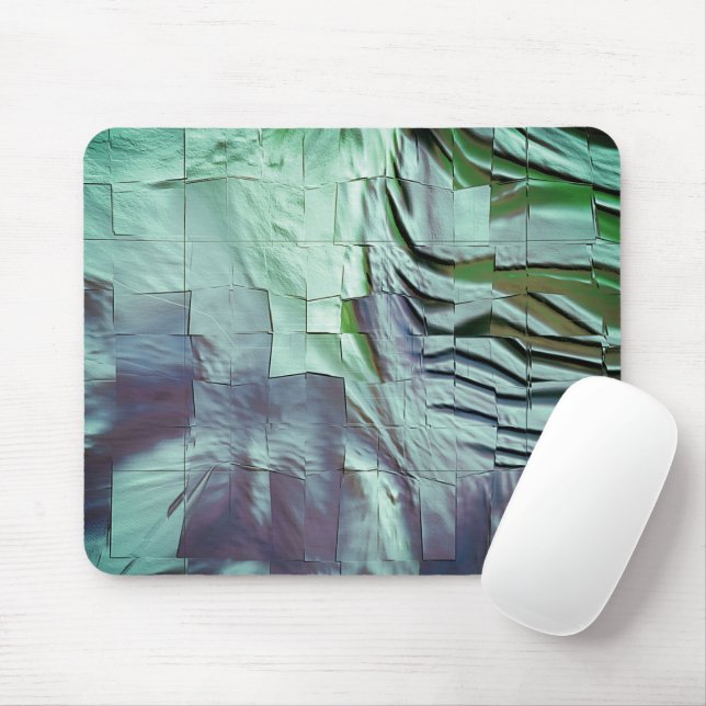 Gråfisk grönt mosaik med mjuk skulptering och sati musmatta (Med mus)