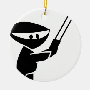 grafisk gullig ninja julgransprydnad keramik