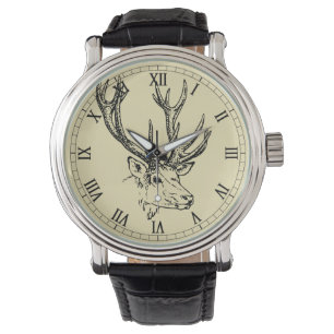 Grafisk Head illustration för hjort Armbandsur