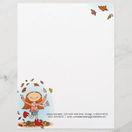 Grafisk höst-/nedgångflickabrevhuvud brevhuvud