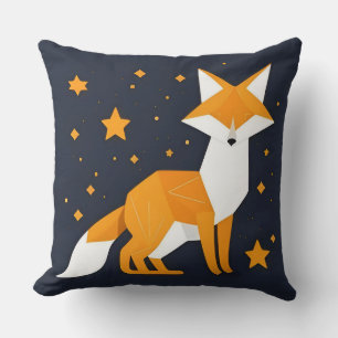 Grafisk illustration av en räv i geometrisk stil kudde
