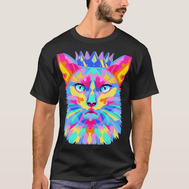 Grafisk kattretro för kattlover t shirt (Framsida)