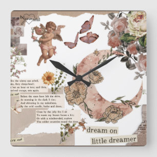 grafisk konstblomcitattecken jornal angel T-Shirt Fyrkantig Klocka