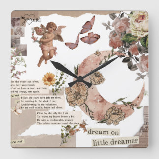 grafisk konstblomcitattecken jornal angel T-Shirt Fyrkantig Klocka