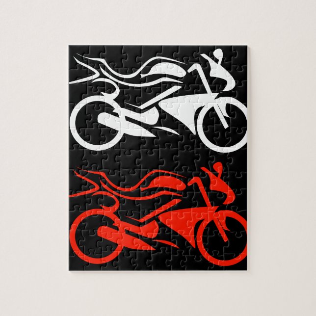 Grafisk konstnärlig motorbike pussel (Vertikal)