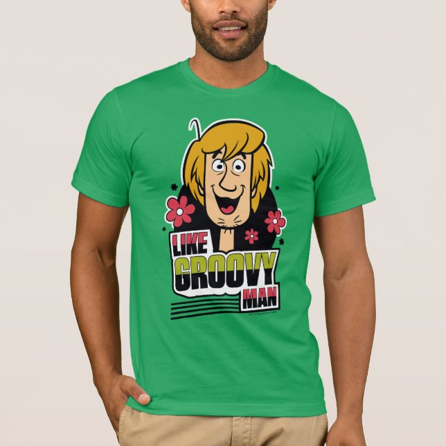 Grafisk lurvig "lik Groovy man" T Shirt (Framsida)