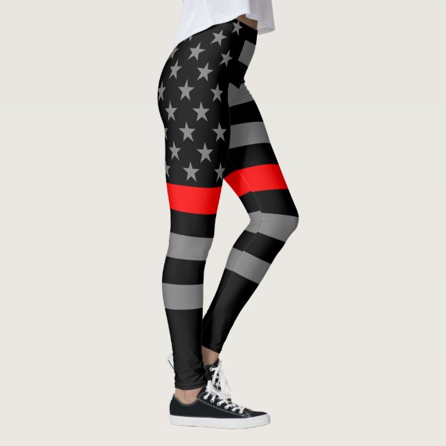 Grafisk mode för tunn röd linjeamerikanska flaggan leggings (Höger)