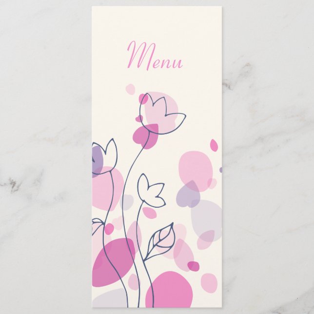 Grafisk modern blomblad bröllopsmiddagsmeny meny (Framsida)