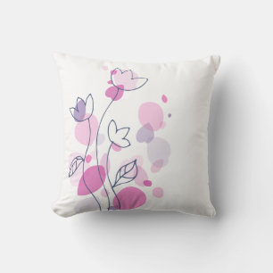 Grafisk modern blomkudde för vit rosa i flottan kudde