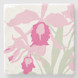 Grafisk modern orchid för blommarosagrönt underlägg sten