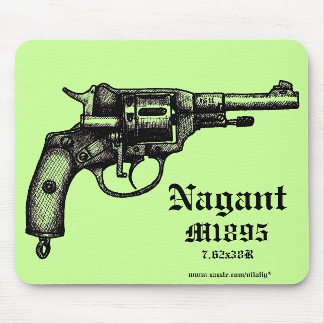 Grafisk mousepad för kall antik Nagant revolver Musmatta (Framsidan)