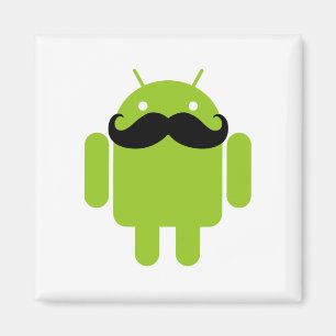 Grafisk mustasch för Androidrobotsvart Magnet