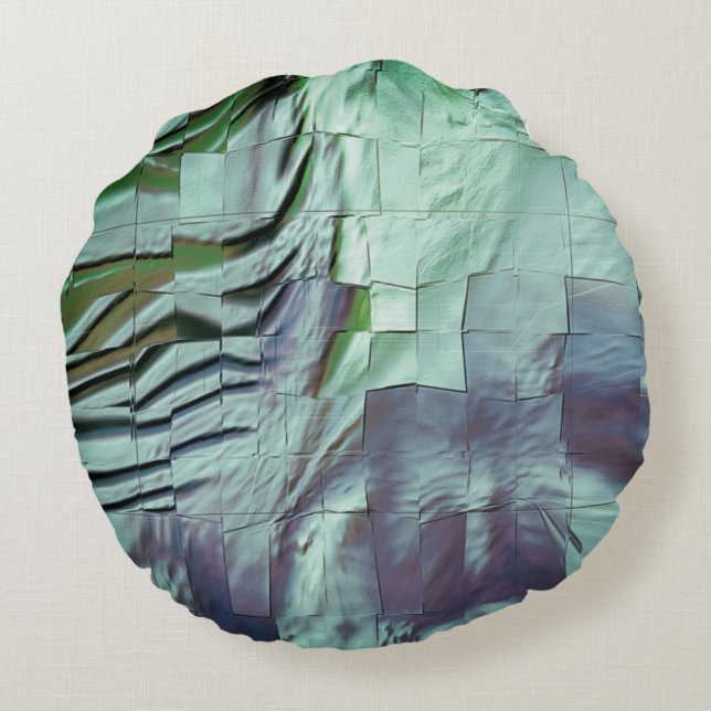 Gråfisk myntmosaik med lätt kardad och satin rund kudde (Baksidan)