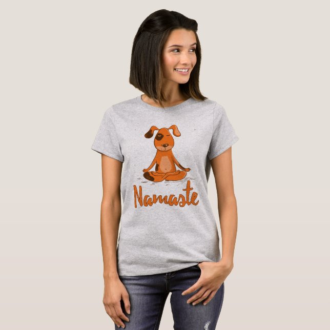 Grafisk Namaste Yogahund T-shirt (Hel framsida)