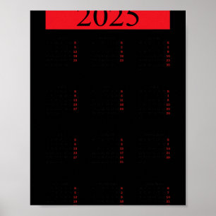 Grafisk nyår 2025 kalender med högtider i r poster