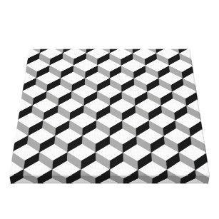 Grafisk optisk illusion för djärva svart vitgrå canvastryck