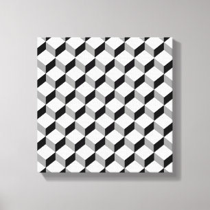 Grafisk optisk illusion för djärva svart vitgrå canvastryck
