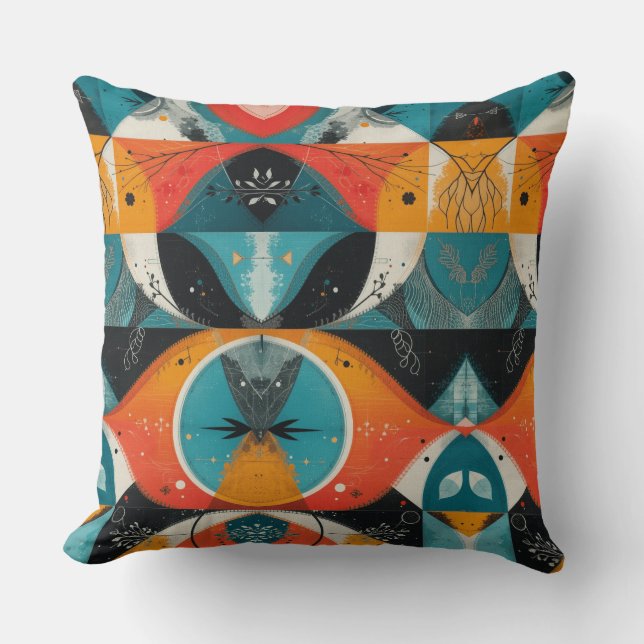 Grafisk Orange - abstraktion Kudde (Framsida)