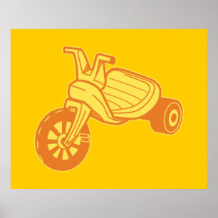 Grafisk orange plast- trehjuling poster