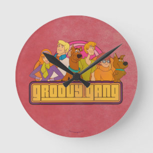 Grafisk Retro tecknad Scooby-Doo "för Groovy Rund Klocka