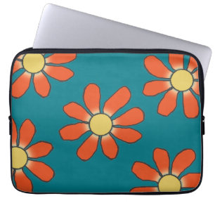Grafisk röd gula blommor på några färg laptop fodral