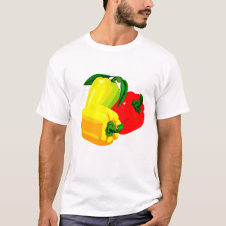 Grafisk röd gultgrönt för tre peppar t shirt