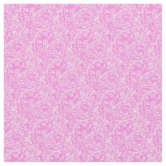 Grafisk rosa-nejlikblomma art mönster tyg (Närbild)