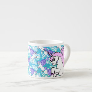 Grafisk rosa- och vitUnicorn Espressomugg
