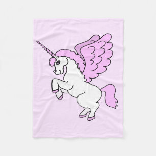 Grafisk rosa- och vitUnicorn Fleecefilt