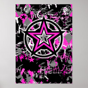 Grafisk rosa stjärna poster
